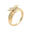 Brass Micro Pave Cubic Zirconia Bird Open Cuff Rings Set for Women RJEW-U002-11G-5