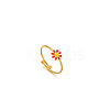Daisy 304 Stainless Steel Enamel Open Cuff Rings for Women RJEW-M061-01G-02-1