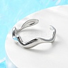 Non-Tarnish 304 Stainless Steel Wave Open Cuff Ring for Women LS-RJEW-C040-02P-2