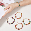 5Pcs 5 Colors Alloy Rose Link Chain Bracelets Set with Rhinestone BJEW-FI0001-63-3