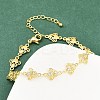 Brass Micro Pave Clear Cubic Zirconia Link Chain Bracelets for Women BJEW-A090-09F-G-1