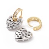 Clear Cubic Zirconia Heart Dangle Hoop Earrings EJEW-G343-03P-B-2