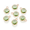 Golden Tone Brass Glass Charms X-GLAA-ZX008-24K-G-1