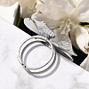 Flower 304 Stainless Steel Open Cuff Ring for Women LS-RJEW-R006-03P-01-3
