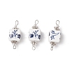 Handmade Flower Printed Porcelain Cube Links PALLOY-JF03965-02-1