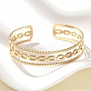 304 Stainless Steel Hollow Cuff Bangles for Women BJEW-B120-06G-02-3