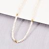 Natural Freshwater Pearl Potato & Brass Beaded Necklaces NJEW-D338-01G-4