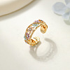 Brass Rhinestone Cuff Open Rings WG664C4-01-1