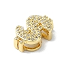 Rack Plating Brass Micro Pave Clear Cubic Zirconia Dollar Sign Multi-Strand Links KK-B084-22G-2