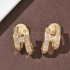 Brass Micro Pave Clear Cubic Zirconia Clip-on Earrings EJEW-K286-10G-1