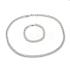 304 Stainless Steel Cuban Link Chain Bracelets & Necklaces Jewelry Sets SJEW-B019-03B-P-2