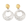 304 Stainless Steel Two Tone Dangle Stud Earrings EJEW-M104-01C-PG-2