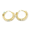 Natural Amazonite Beaded Hoop Earrings for Women EJEW-C003-03C-RS-1