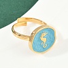 304 Stainless Steel Enamel Open Cuff Rings for Women RJEW-K301-06A-01-2