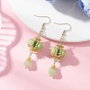 Lantern 304 Stainless Steel Synthetic Imperial Jasper Dangle Earrings EJEW-MZ00609-4