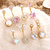 8Pcs 8 Styles 316L Surgical Stainless Steel Cubic Zirconia Heart Butterfly Curved Barbell Belly Rings Sets WG47019-01-1