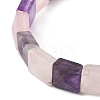 Natural Amethyst & Rose Quartz Beads Stretch Bracelets for Women Men BJEW-C097-06-13-3