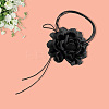 1Pc Retro Cloth Rose Flower Waxed Cord Wrap Choker Necklaces for Women NJEW-CP0001-05A-6
