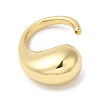Rack Plating Brass Teardrop Open Cuff Rings for Women RJEW-S407-01G-2