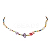Flower Glass Seed & Pearl Beaded Necklaces NJEW-JN04677-02-2