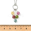 Natural Multicolor Tourmaline Faceted Cube Beaded Tassel Pendant 304 Stainless Steel Satellite Chain Necklaces for Women NJEW-JN06448-01-4