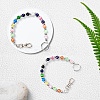 2Pcs Glass Cat Eye Beads Keychain HJEW-SC0002-23-6