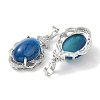 Natural Blue Banded Agate(Dyed & Heated) Oval Pendants G-NH0025-15P-06-2