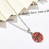 Zinc Alloy Hyacinth Rhinestone Sport Ball Pendant Cable Chain Necklaces LS-NJEW-U024-01P-03-2