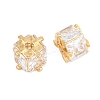 Brass Clear Cubic Zirconia Beads KK-B186-21C-G-2