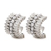 C-Shaped Brass Micro Pave Clear Cubic Zirconia Cuff Earrings EJEW-Z111-02P-4
