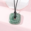 Natural Green Aventurine Square Pendants Black PU Leather Cord Necklaces X-NJEW-K285-01B-2