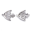 Brass Micro Pave Cubic Clear Zirconia  2-Loop Link Pendants KK-P192-01P-2