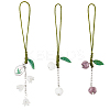 2 Sets Handmade Lampwork & Acrylic Flower Mobile Straps HJEW-SC0002-08-1