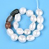 Natural Mixed Gemstone Nuggets & Natural Cultured Freshwater Pearl Beads Strands PEAR-N023-01A-12-3
