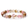 Synthetic Watermelon Stone Glass Round Beads Stretch Bracelets LS-YG0612-22-1