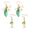2 Pairs 2 Styles Alloy Enamel Dangle Earrings EJEW-HS00006-1