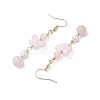 Natural Rose Quartz Butterfly Dangle Earrings EJEW-JE06317-01-4