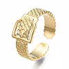 304 Stainless Steel Belt Buckle Shape Cuff Ring RJEW-T023-59G-3