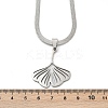 Ginkgo Leaf 201 Stainless Steel Herringbone Chains Pendant Necklaces NJEW-K253-36P-5
