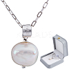 1Pc Natural Pearl Pendant Necklaces with 925 Sterling Paperclip Chains NJEW-BBC0001-15-1