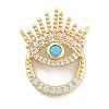Evil Eye Rack Plating Brass Micro Pave Cubic Zirconia Pendants KK-Z071-69G-02-1