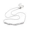 304 Stainless Steel Round Snake Chain Textured Bar Pendant Necklaces for Women NJEW-K276-15P-1