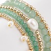 5Pcs 5 Style Natural Green Aventurine & Brass Beaded Stretch Bracelets Set BJEW-JB08870-03-5