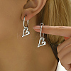 Non-Tarnish 304 Stainless Steel Dangle Hoop Earrings SU2975-2-2