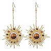 Natural Tourmaline & Tiger Eye Dangle Earrings EJEW-MZ00237-1