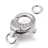 Brass Micro Pave Clear Cubic Zirconia Lobster Claw Clasps ZIRC-M108-15A-P-2