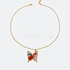 Valentine's Day Alloy Epoxy Resin Butterfly Inner Dried Flower Pendant Necklaces for Women FS-WGBF0A7-03-3
