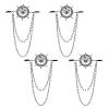 CHGCRAFT 4Pcs Crystal Rhinestone Helm with Chains Tassel Lapel Pin JEWB-CA0001-38P-1