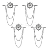 4Pcs Crystal Rhinestone Helm with Chains Tassel Lapel Pin JEWB-CA0001-38P-1