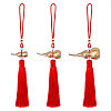 3Pcs 3 Styles Spring Festival Brass Gourd & Polyester Tassels Pendant Decorations HJEW-CA0001-71-1